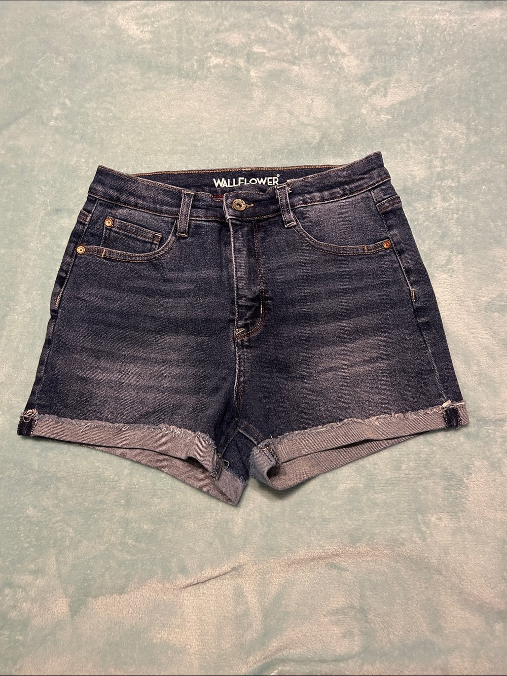 Wallflower Dark Indigo Rolled Cuff Denim Shorts